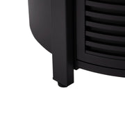 Walbrooke Modern Round Tank Holder Table with Tempered Glass Top and Powder Coated Aluminum Slats Design - Elax Furniture