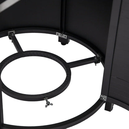 Walbrooke Modern Round Tank Holder Table with Tempered Glass Top and Powder Coated Aluminum Slats Design - Elax Furniture