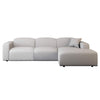 LeisureMod Whisper 4-6 Seater Conversation Set With a Chaise and Ottoman Upholstered in Linen/Leather/Polyester