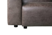 LeisureMod Whisper 4-6 Seater Conversation Set With a Chaise and Ottoman Upholstered in Linen/Leather/Polyester - Elax Furniture
