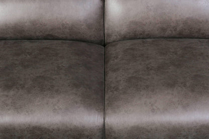 LeisureMod Whisper 4-6 Seater Conversation Set With a Chaise and Ottoman Upholstered in Linen/Leather/Polyester - Elax Furniture