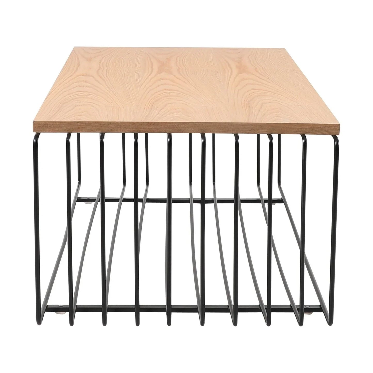 Walden Rectangular Coffee Table with Ash Wood Tabletop in Black Steel Frame - Elax Furniture