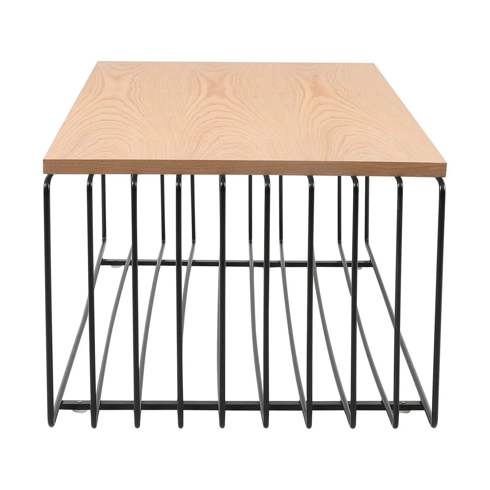 Walden Rectangular Coffee Table with Ash Wood Tabletop in Black Steel Frame - Elax Furniture