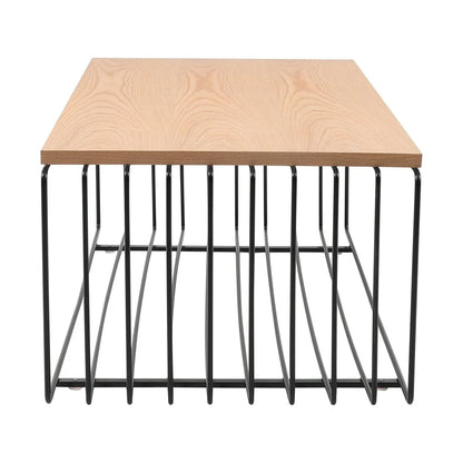 Walden Rectangular Coffee Table with Ash Wood Tabletop in Black Steel Frame - Elax Furniture