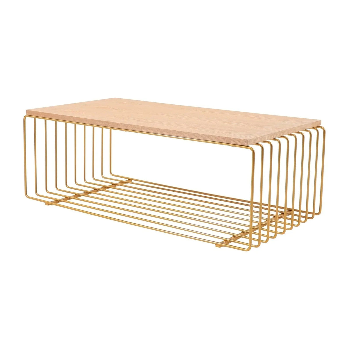 Walden Rectangular Coffee Table with Ash Wood Tabletop in Black Steel Frame - Elax Furniture