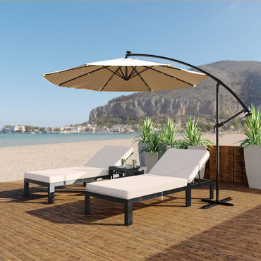 Willry Modern Outdoor 10 Ft Offset Cantilever Hanging Patio Umbrella With Solar Powered LED - Elax Furniture