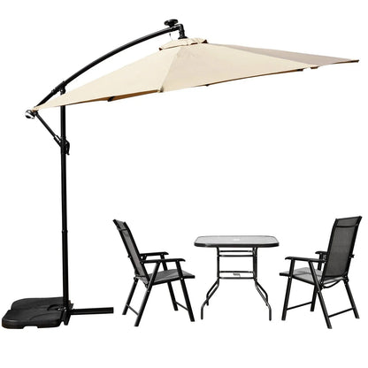 Willry Modern Outdoor 10 Ft Offset Cantilever Hanging Patio Umbrella With Solar Powered LED - Elax Furniture