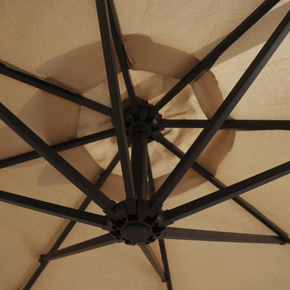 Willry Modern Outdoor 10 Ft Offset Cantilever Hanging Patio Umbrella With Solar Powered LED - Elax Furniture