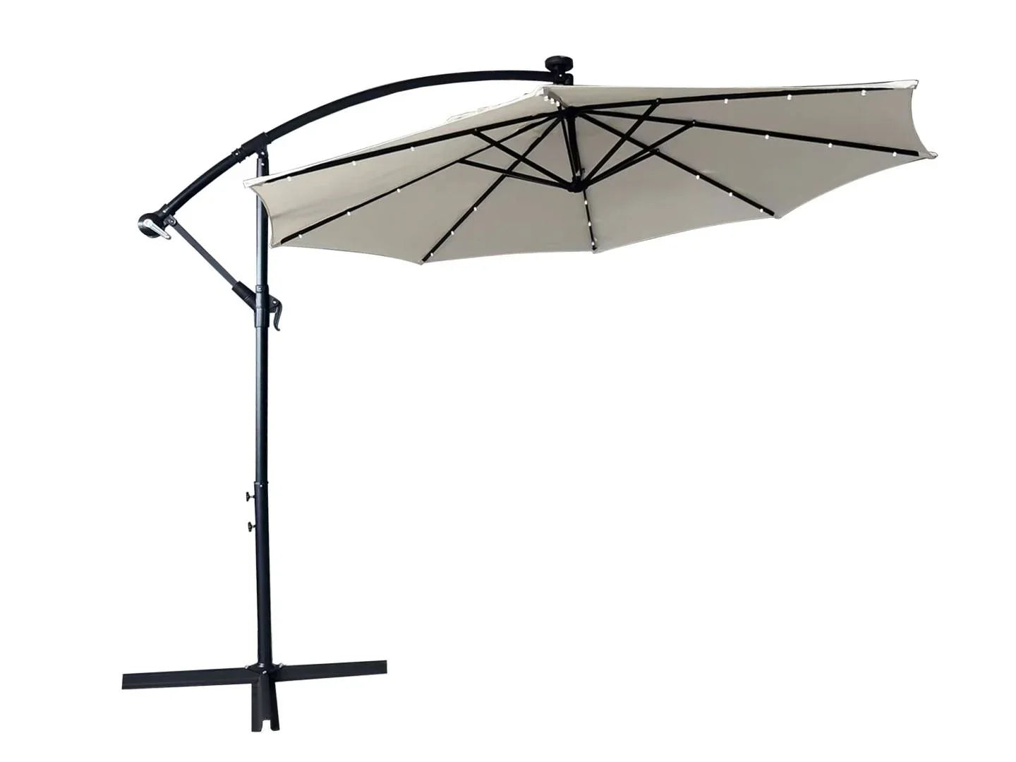Willry Modern Outdoor 10 Ft Offset Cantilever Hanging Patio Umbrella With Solar Powered LED - Elax Furniture