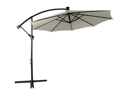 Willry Modern Outdoor 10 Ft Offset Cantilever Hanging Patio Umbrella With Solar Powered LED - Elax Furniture