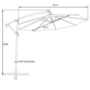 Willry Modern Outdoor 10 Ft Offset Cantilever Hanging Patio Umbrella With Solar Powered LED - Elax Furniture