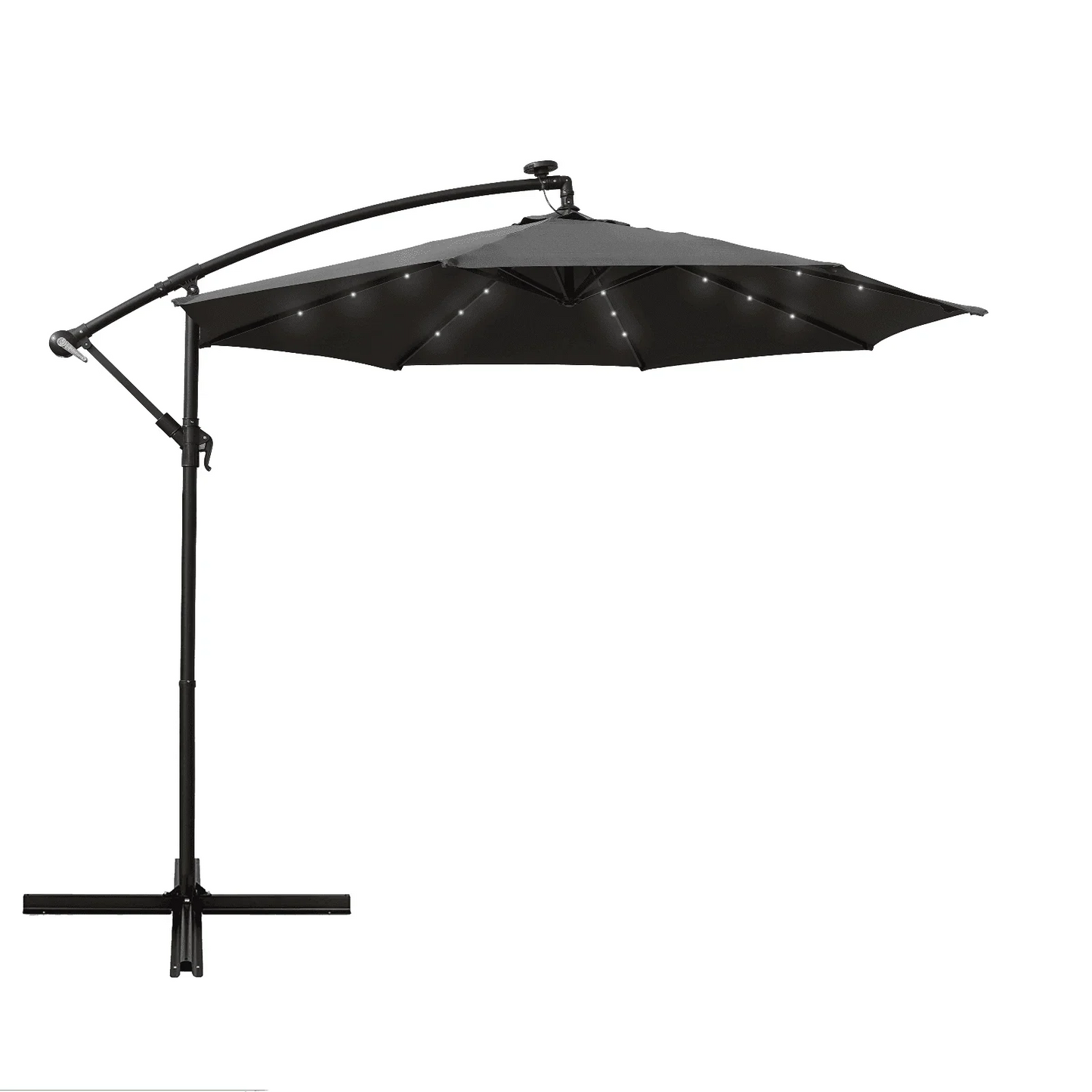 Willry Modern Outdoor 10 Ft Offset Cantilever Hanging Patio Umbrella With Solar Powered LED - Elax Furniture