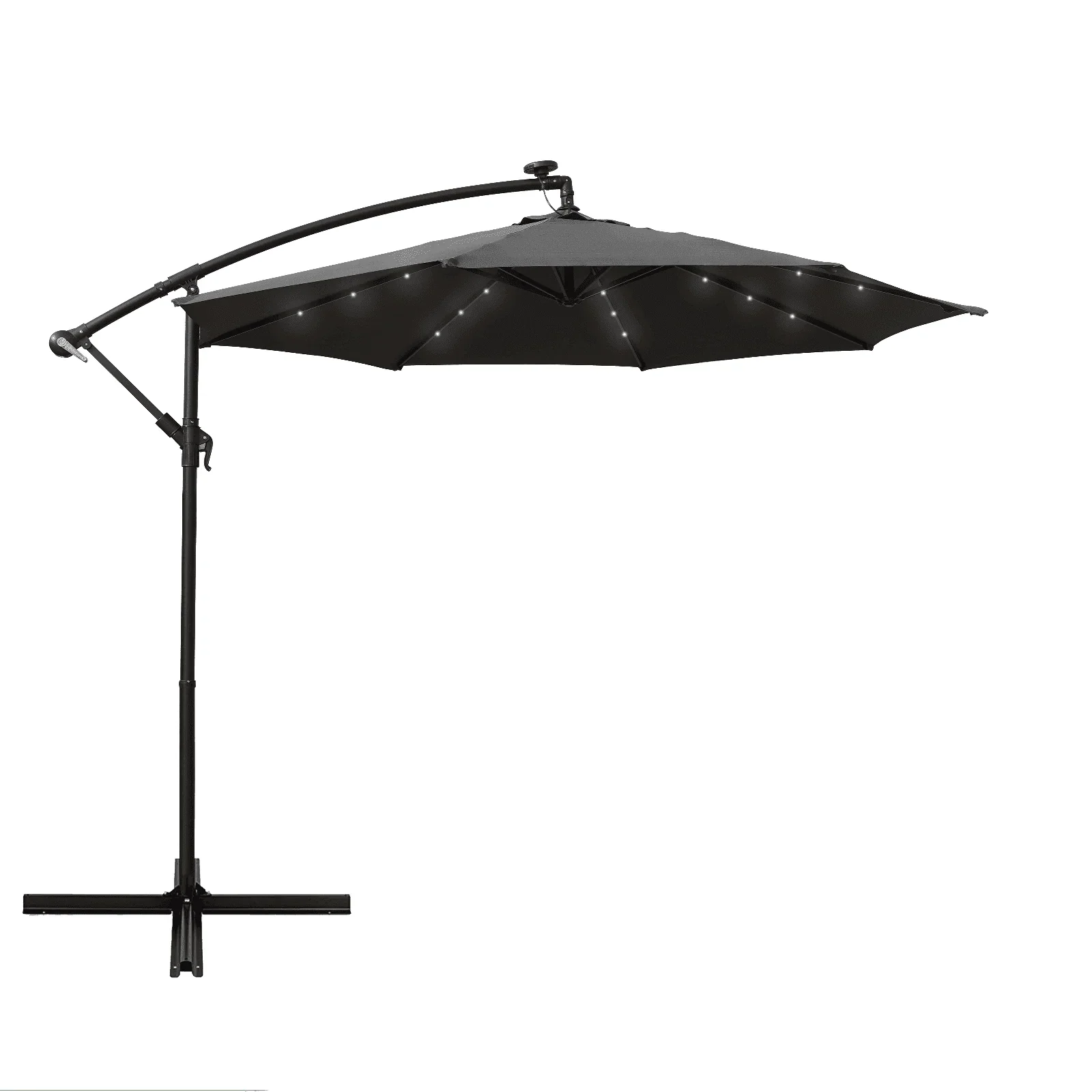 Willry Modern Outdoor 10 Ft Offset Cantilever Hanging Patio Umbrella With Solar Powered LED - Elax Furniture
