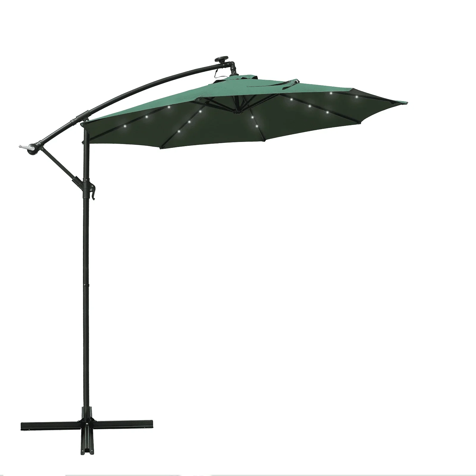 Willry Modern Outdoor 10 Ft Offset Cantilever Hanging Patio Umbrella With Solar Powered LED - Elax Furniture