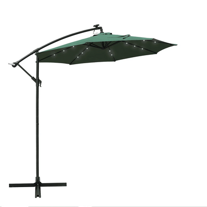Willry Modern Outdoor 10 Ft Offset Cantilever Hanging Patio Umbrella With Solar Powered LED - Elax Furniture