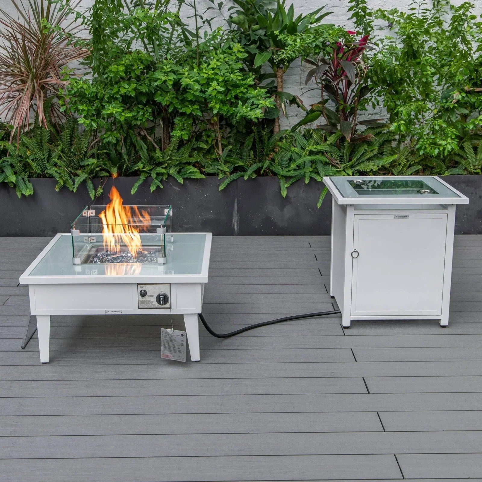 Walbrooke Outdoor Patio Square Fire Pit and Tank Holder - Elax Furniture