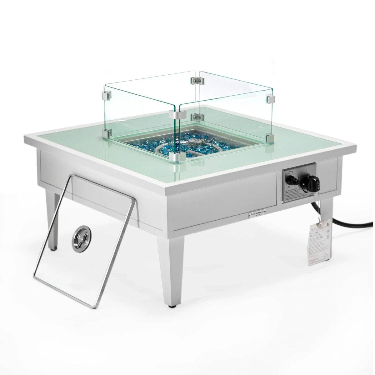 Walbrooke Modern Outdoor Square Fire Pit Table with Powder-Coated Aliuminum Frame - Elax Furniture