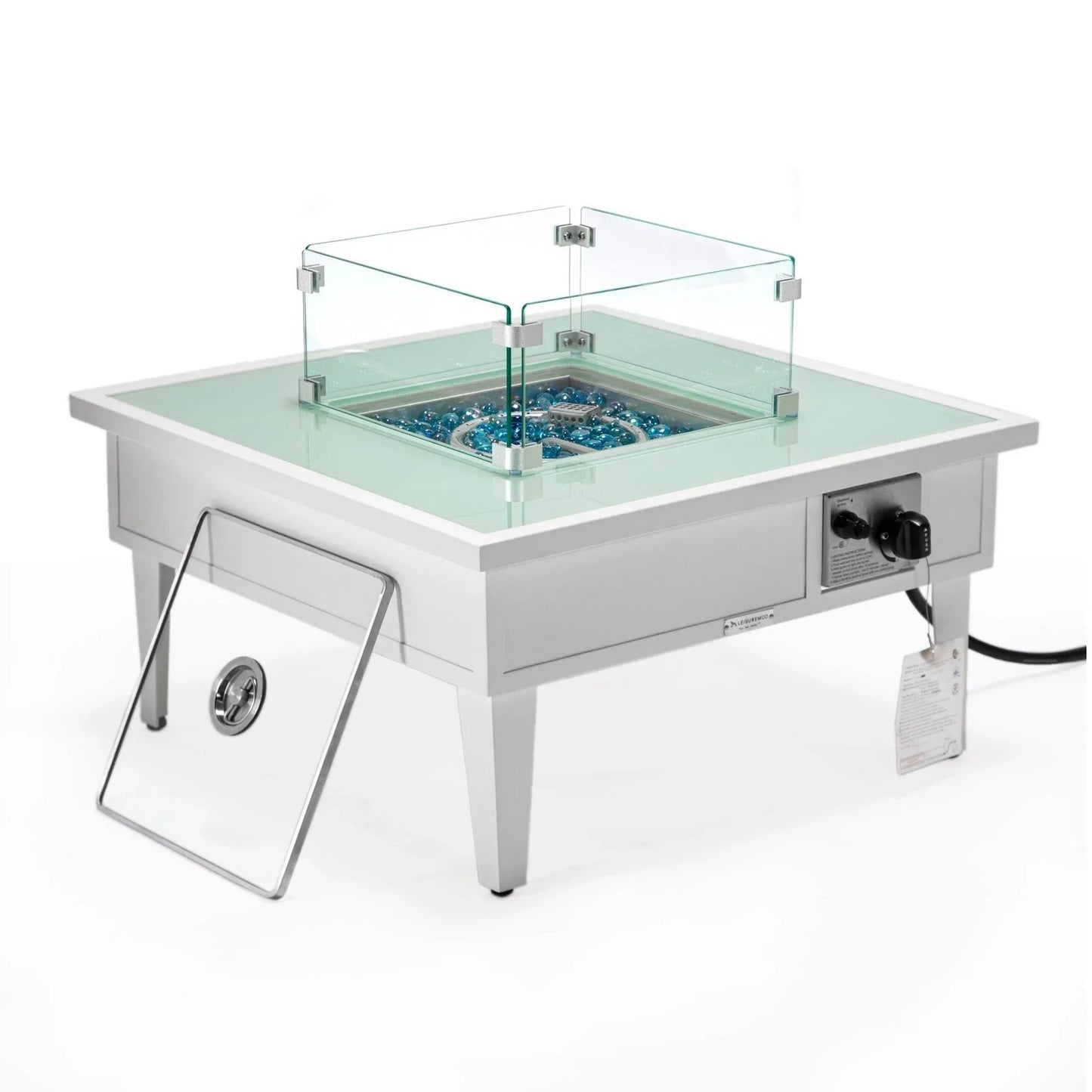 Walbrooke Modern Outdoor Square Fire Pit Table with Powder-Coated Aliuminum Frame - Elax Furniture