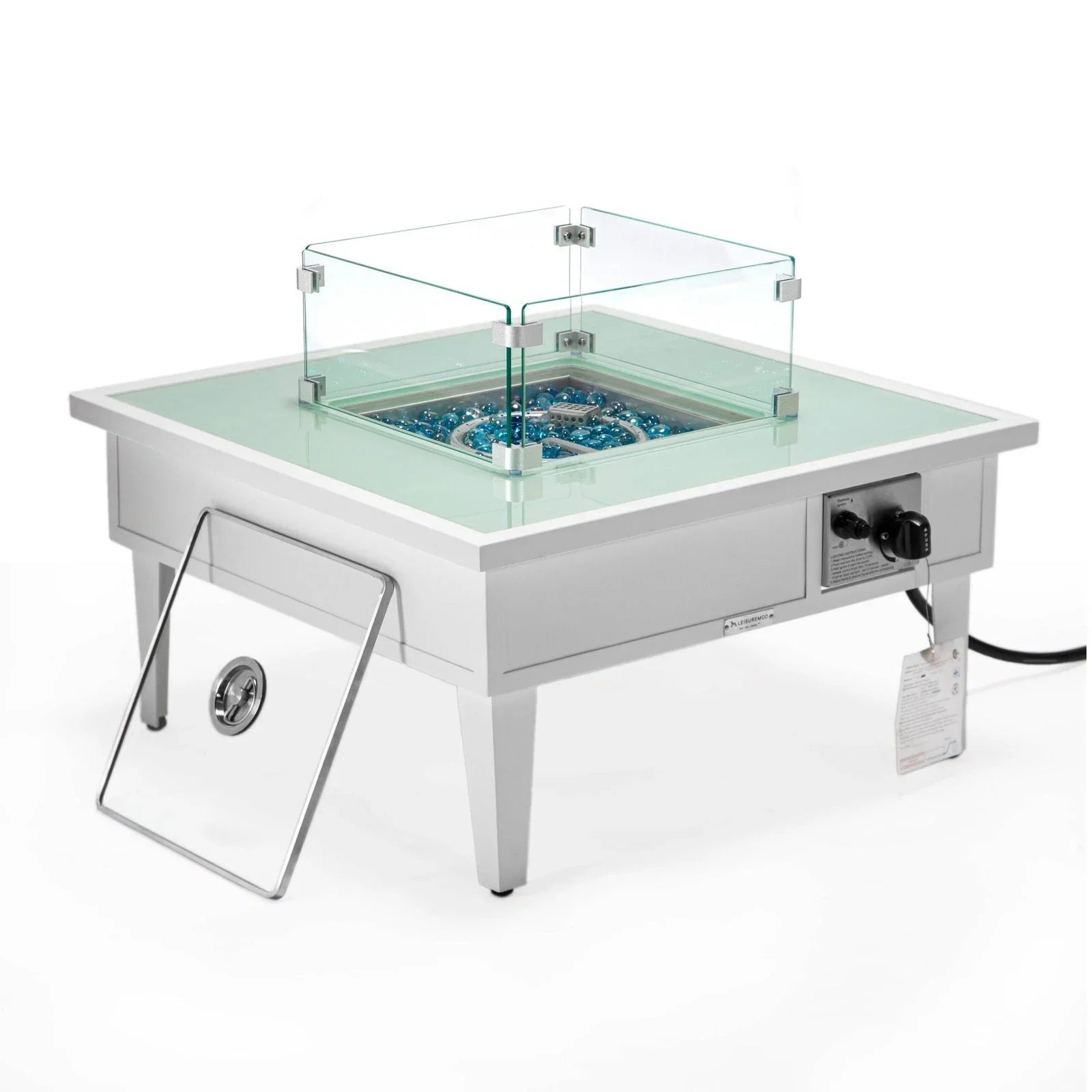 Walbrooke Modern Outdoor Square Fire Pit Table with Powder-Coated Aliuminum Frame - Elax Furniture