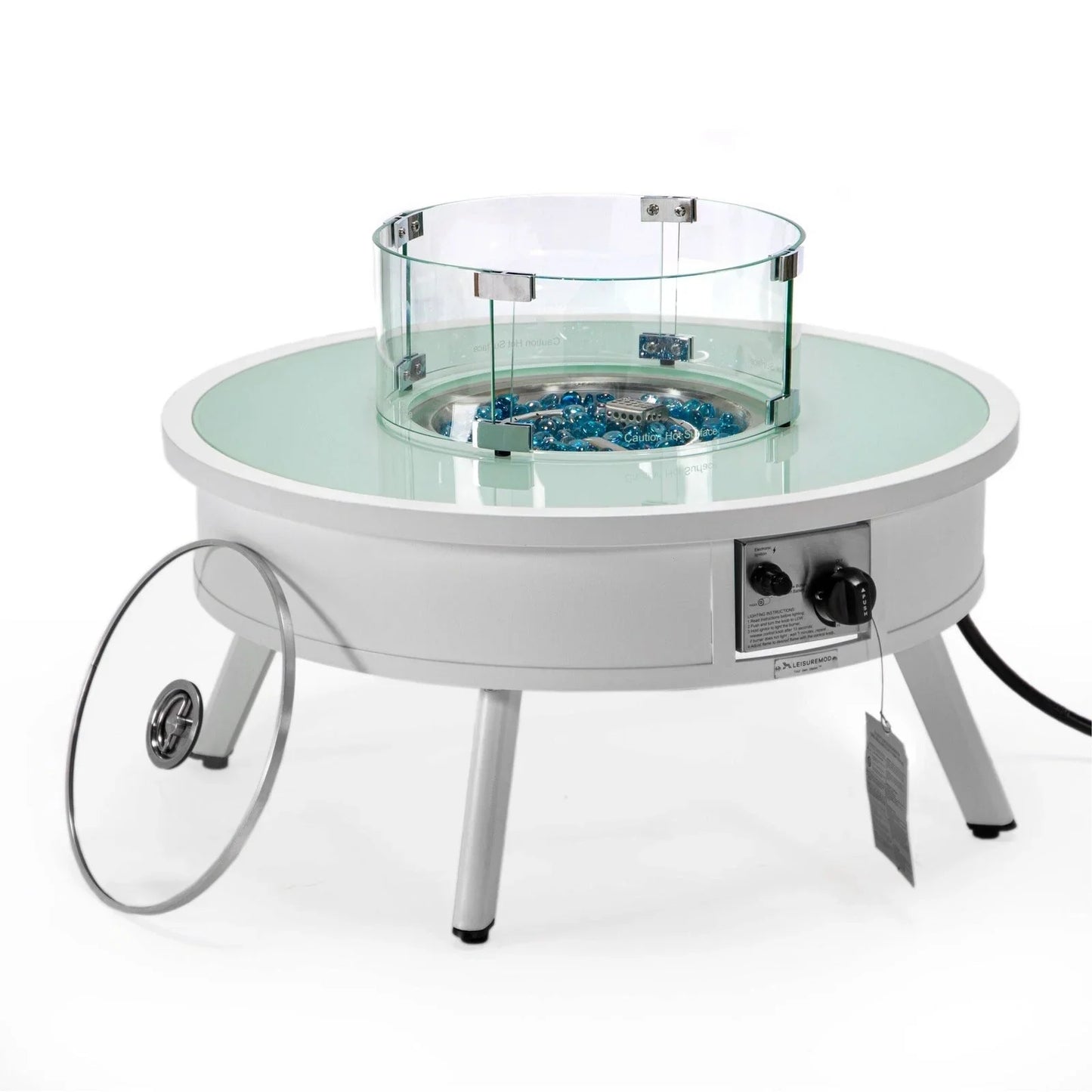 Walbrooke Modern Outdoor Round Fire Pit Table with Powder-Coated Aliuminum Frame - Elax Furniture