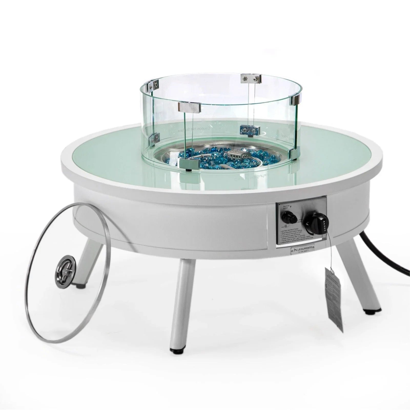 Walbrooke Modern Outdoor Round Fire Pit Table with Powder-Coated Aliuminum Frame - Elax Furniture