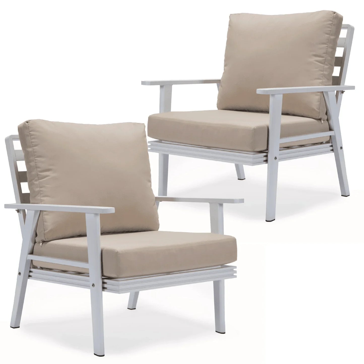 Walbrooke Modern White Patio Arm Chair, Set of 2 - Elax Furniture