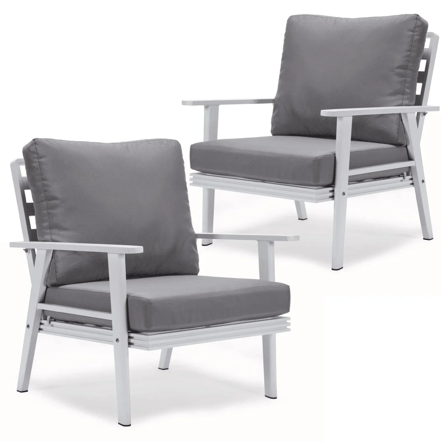 Walbrooke Modern White Patio Arm Chair, Set of 2 - Elax Furniture