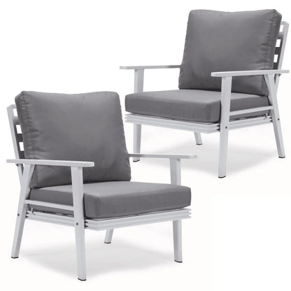 Walbrooke Modern White Patio Arm Chair, Set of 2 - Elax Furniture