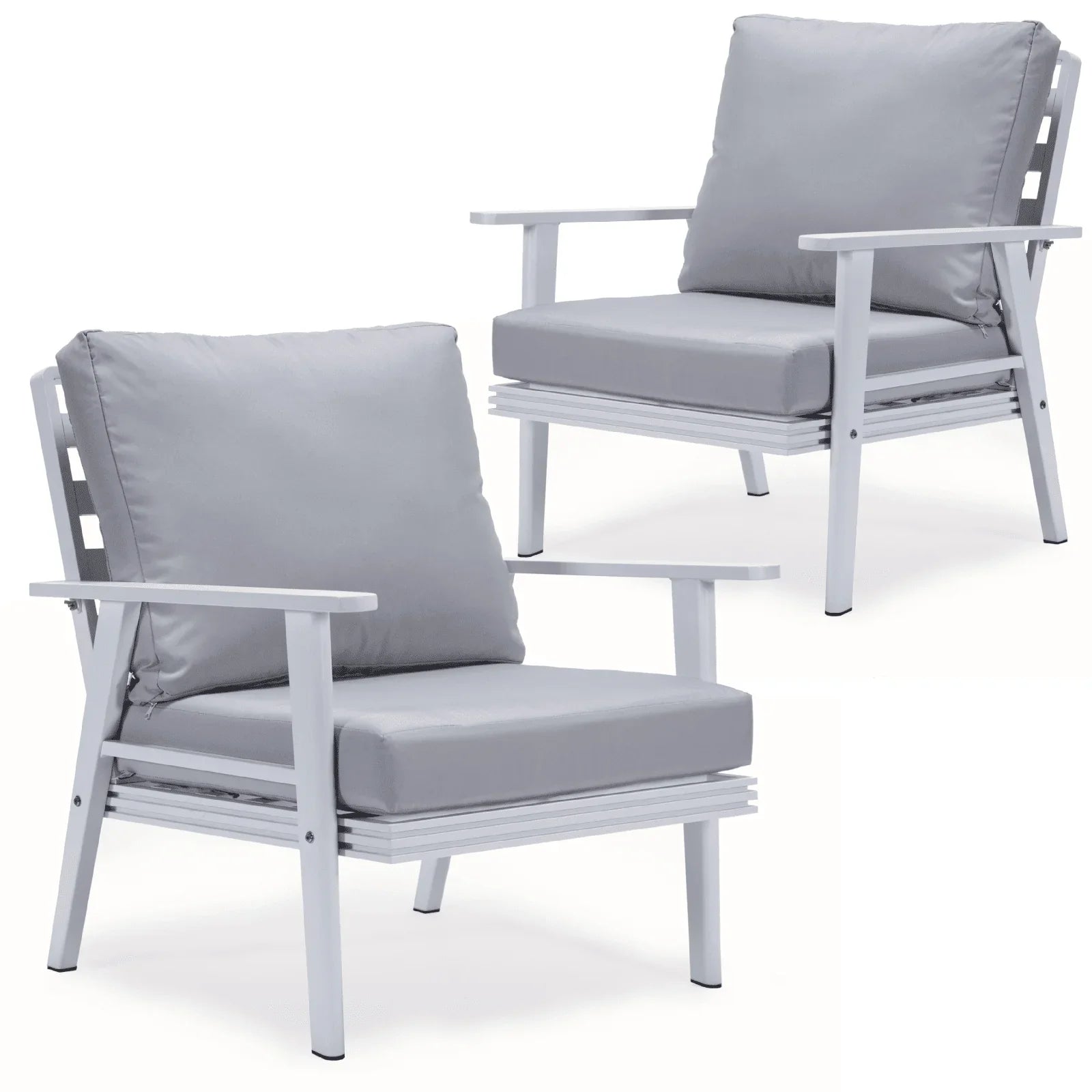 Walbrooke Modern White Patio Arm Chair, Set of 2 - Elax Furniture