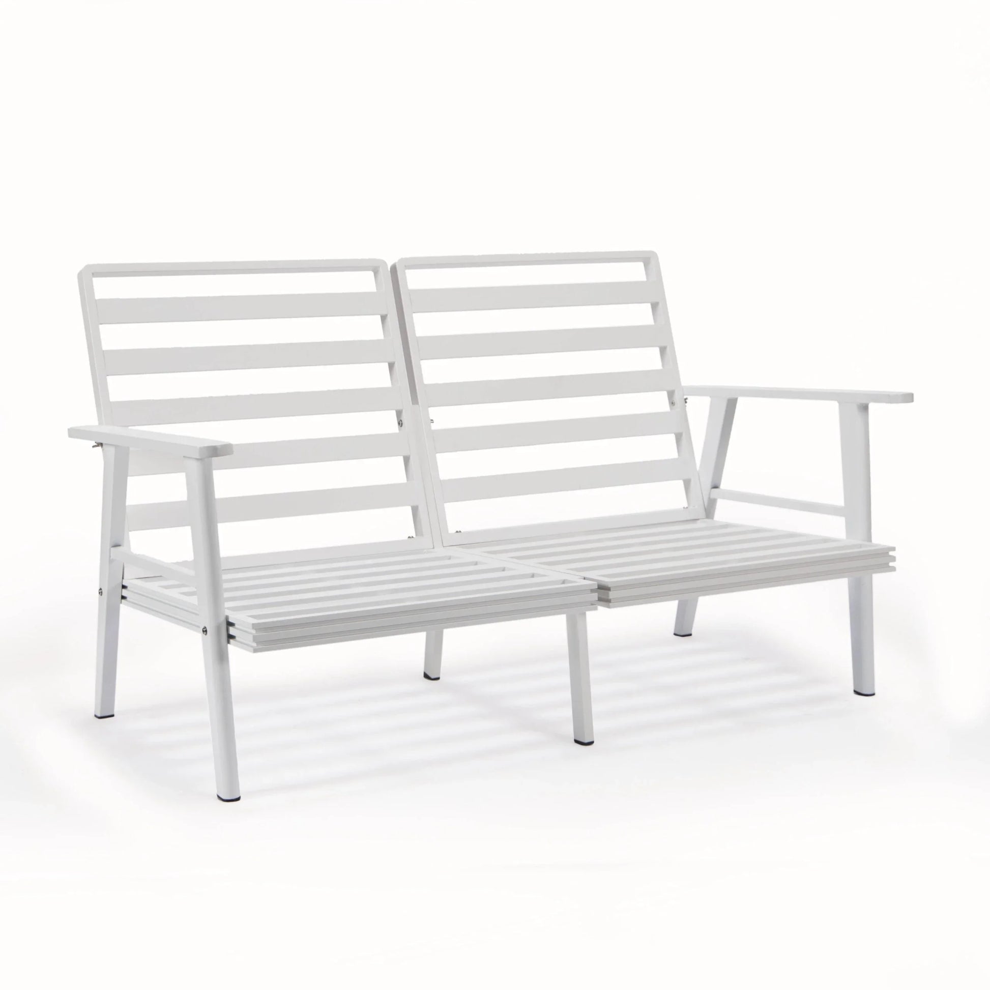 Walbrooke Modern Outdoor Patio Loveseat with White Aluminum Frame and Removable Cushions - Elax Furniture