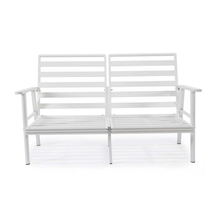 Walbrooke Modern Outdoor Patio Loveseat with White Aluminum Frame and Removable Cushions - Elax Furniture