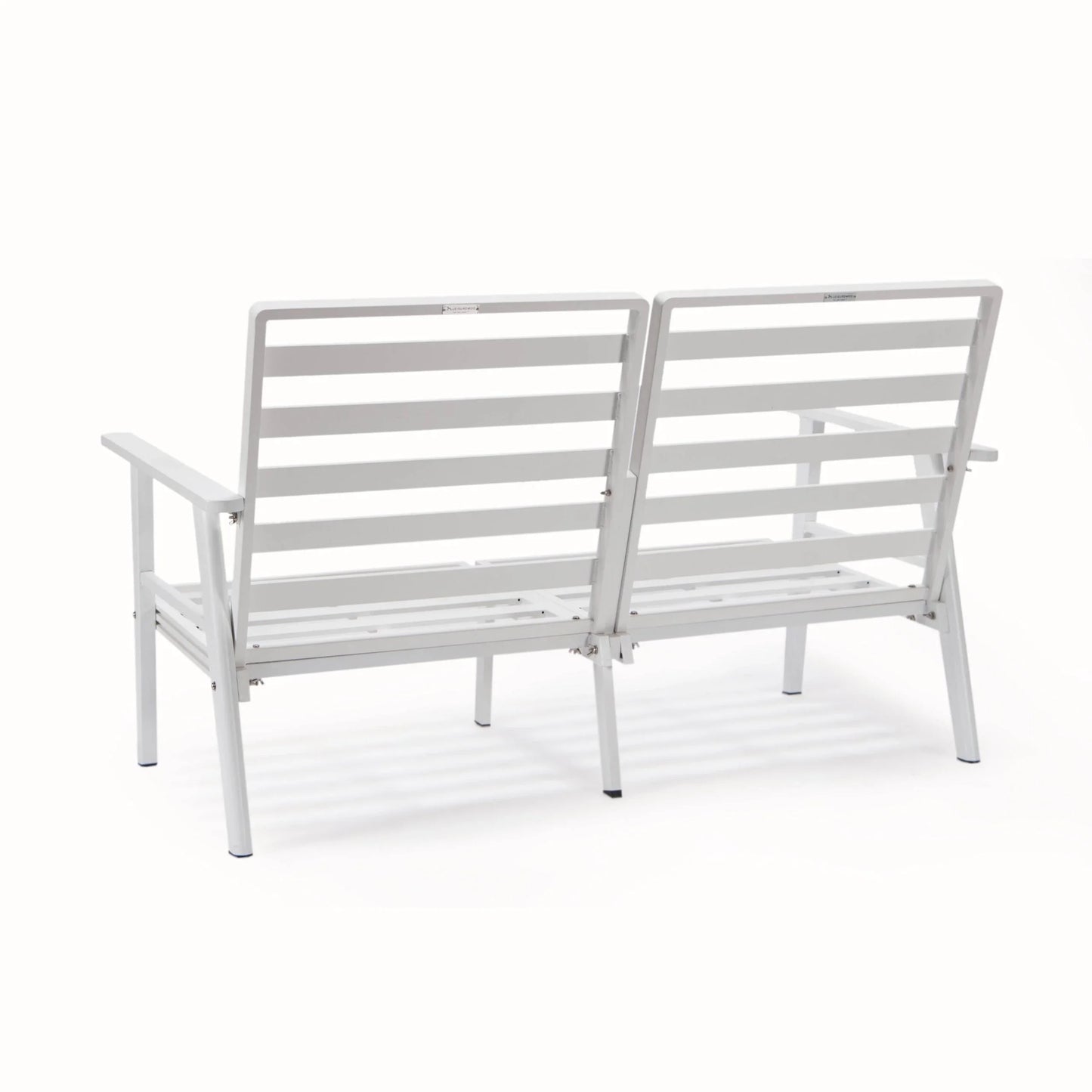 Walbrooke Modern Outdoor Patio Loveseat with White Aluminum Frame and Removable Cushions - Elax Furniture