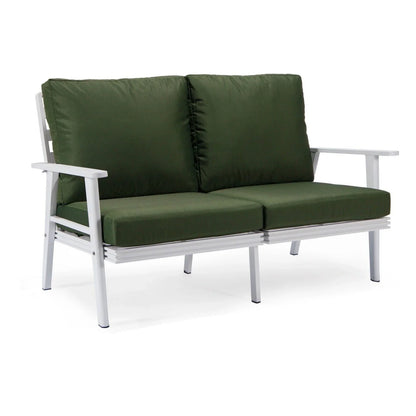 Walbrooke Modern Outdoor Patio Loveseat with White Aluminum Frame and Removable Cushions - Elax Furniture