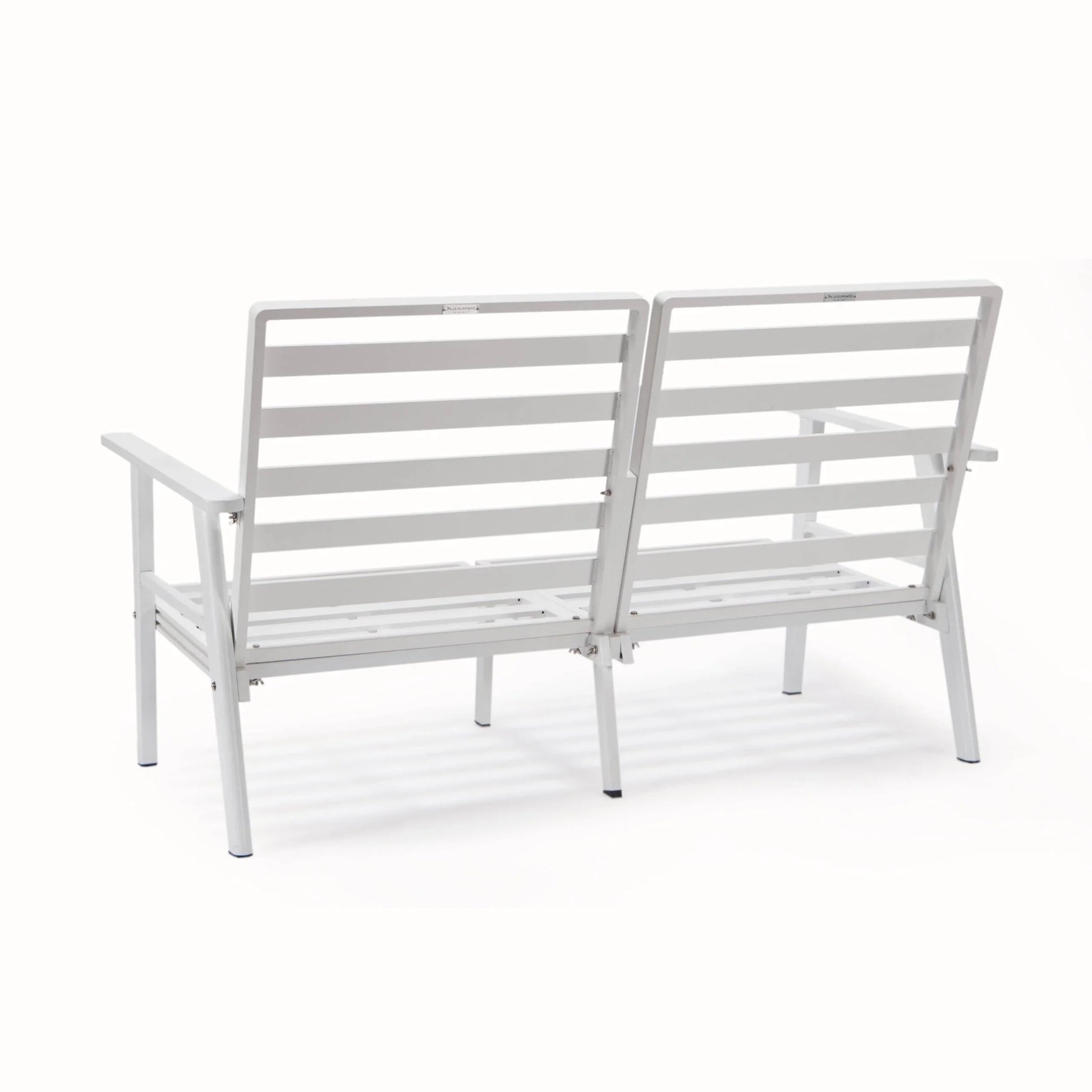 Walbrooke Modern 3-Piece Outdoor Patio Set with White Aluminum Frame and Removable Cushions Loveseat and Set of 2 Armchairs - Elax Furniture