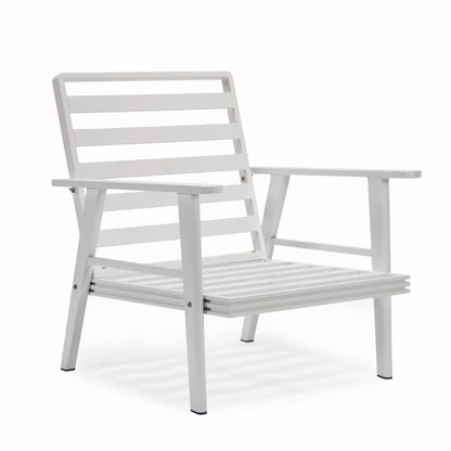Walbrooke Modern 3-Piece Outdoor Patio Set with White Aluminum Frame and Removable Cushions Loveseat and Set of 2 Armchairs - Elax Furniture