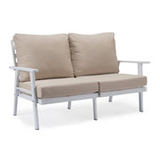 Walbrooke Modern 3-Piece Outdoor Patio Set with White Aluminum Frame and Removable Cushions Loveseat and Set of 2 Armchairs - Elax Furniture