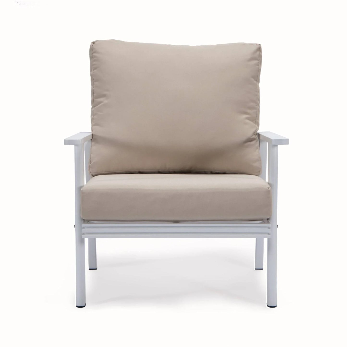 Walbrooke Modern 3-Piece Outdoor Patio Set with White Aluminum Frame and Removable Cushions Loveseat and Set of 2 Armchairs - Elax Furniture