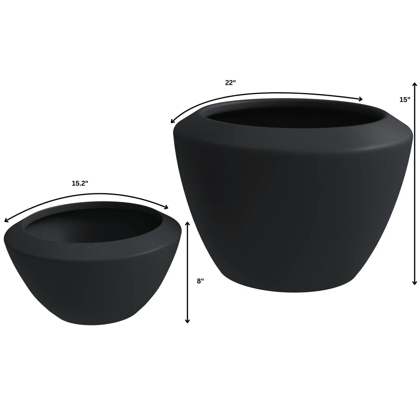 Vessel Mid-Century Modern 2-Piece Round Fiberstone and MGO Clay Planter Set for Indoor and Outdoor Home - Elax Furniture