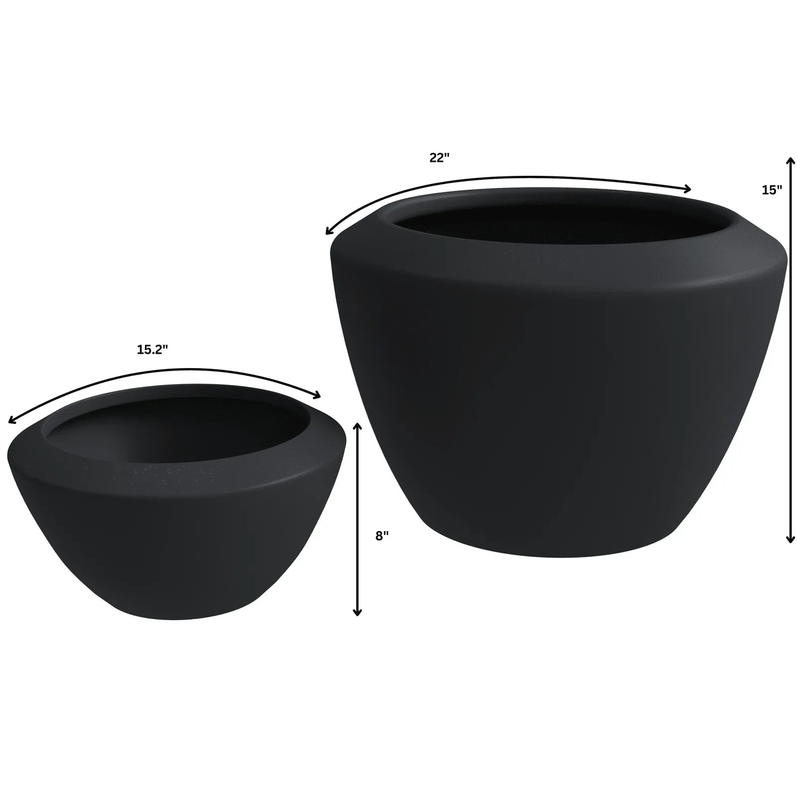 Vessel Mid-Century Modern 2-Piece Round Fiberstone and MGO Clay Planter Set for Indoor and Outdoor Home - Elax Furniture