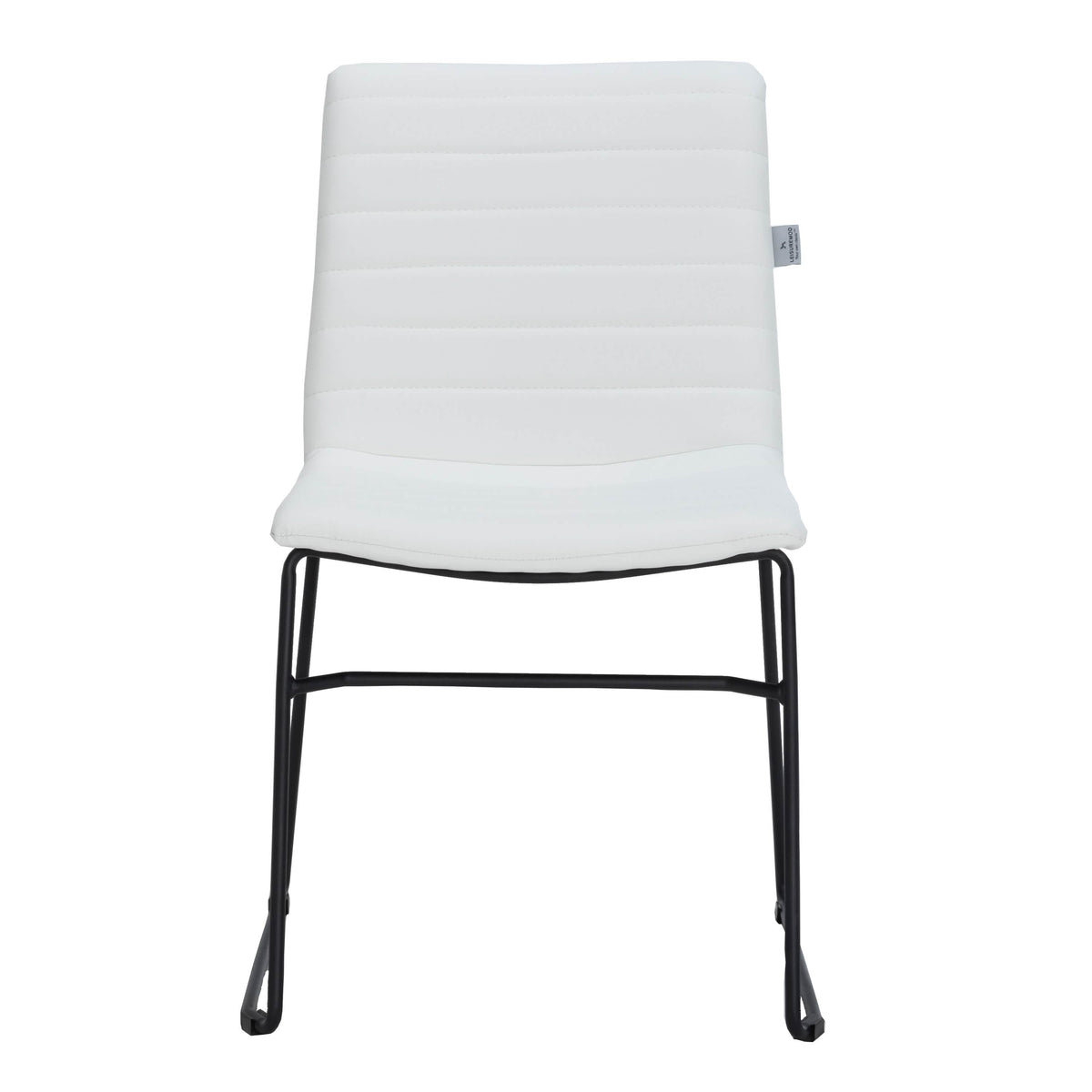 Zylar Leather/Polyester Office Guest Chair with Powder-Coated Stainless Steel Base White Office Chair Leisuremod