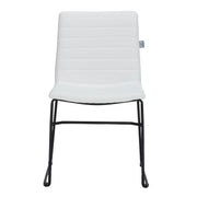 Zylar Leather/Polyester Office Guest Chair with Powder-Coated Stainless Steel Base White Office Chair Leisuremod