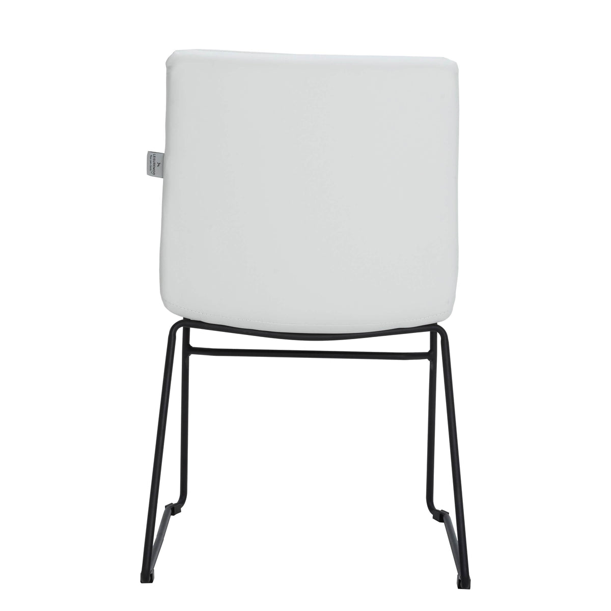 Zylar Leather/Polyester Office Guest Chair with Powder-Coated Stainless Steel Base White Office Chair Leisuremod