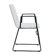 Zylar Leather/Polyester Guest Arm Chair with Powder-Coated Stainless Steel Base White Leather Office Chair Leisuremod