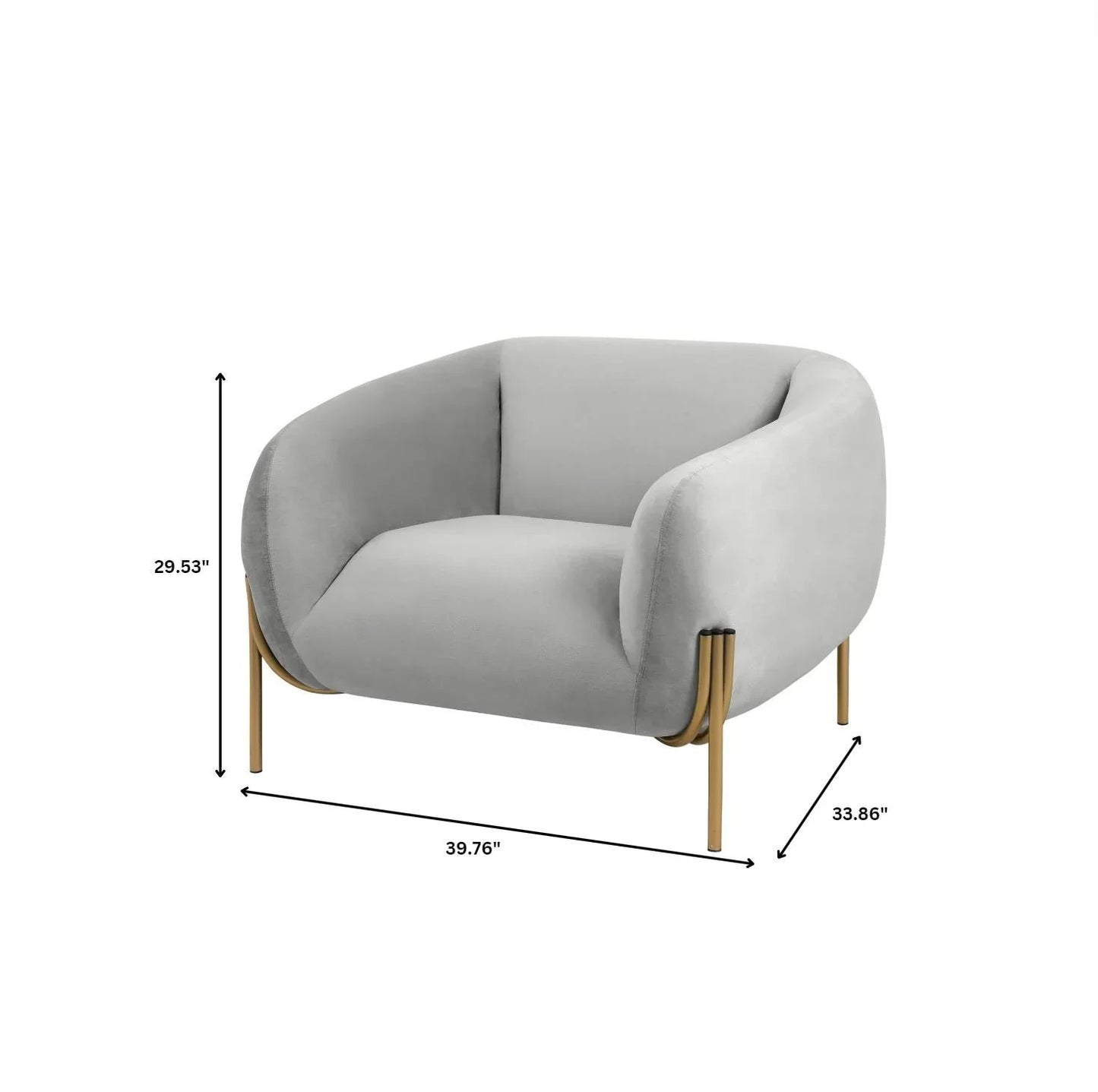 Zuno Upholstered Single Seater Sofa in Velvet with Gold Iron Legs - Elax Furniture