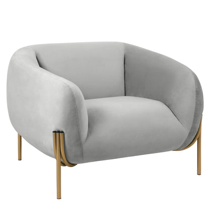 Zuno Upholstered Single Seater Sofa in Velvet with Gold Iron Legs - Elax Furniture