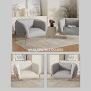 Zuno Upholstered Single Seater Sofa in Velvet with Gold Iron Legs - Elax Furniture