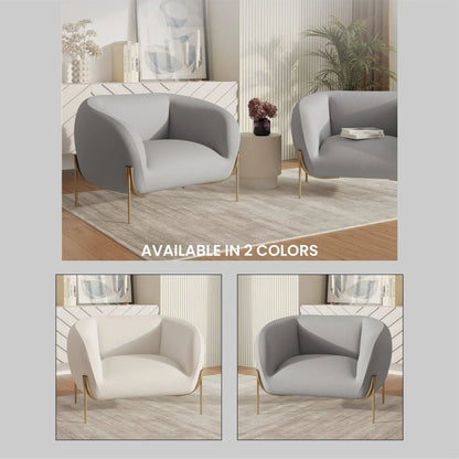 Zuno Upholstered Single Seater Sofa in Velvet with Gold Iron Legs - Elax Furniture