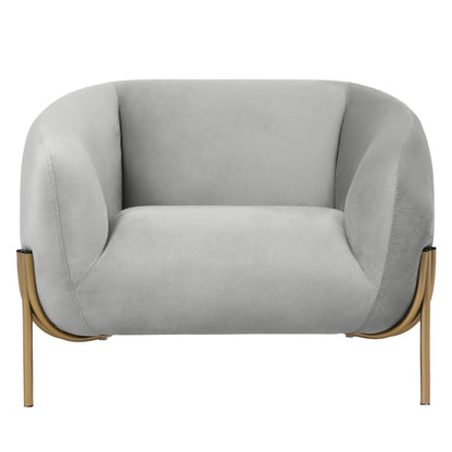 Zuno Upholstered Single Seater Sofa in Velvet with Gold Iron Legs - Elax Furniture