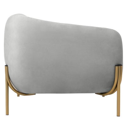Zuno Upholstered Single Seater Sofa in Velvet with Gold Iron Legs - Elax Furniture