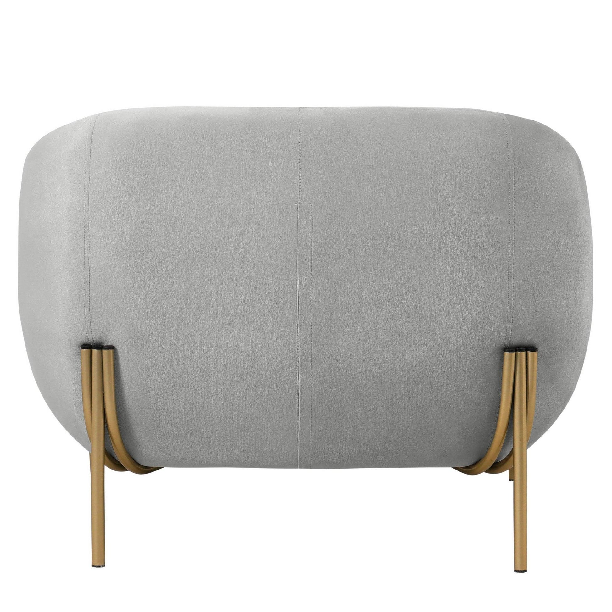 Zuno Upholstered Single Seater Sofa in Velvet with Gold Iron Legs - Elax Furniture